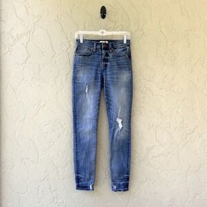 Madewell Women's Size 25 Blue 9" High Rise Skinny Destructed Jeans J0513